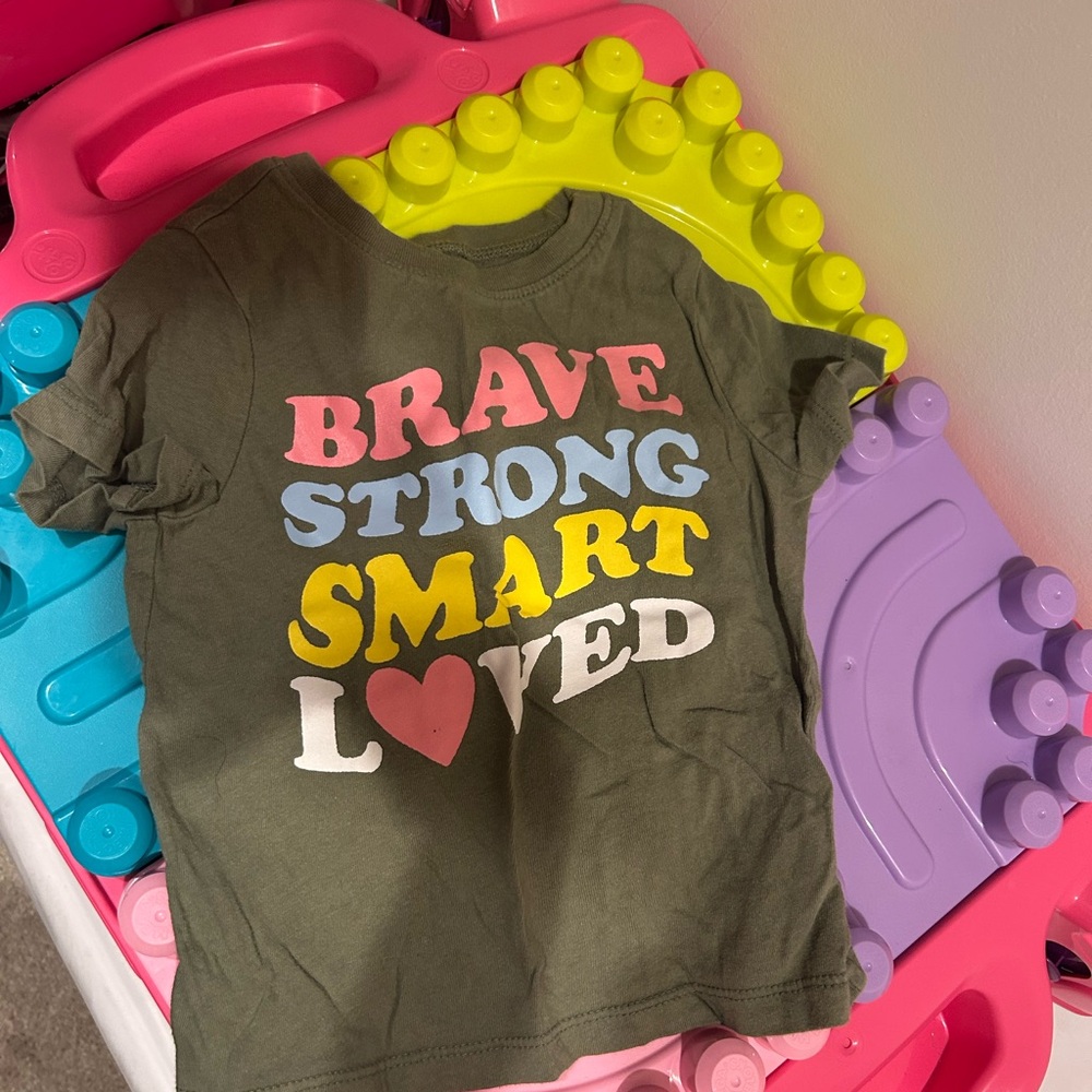 Kids Graphic Tee - Brave, Strong, Smart, Loved - Green